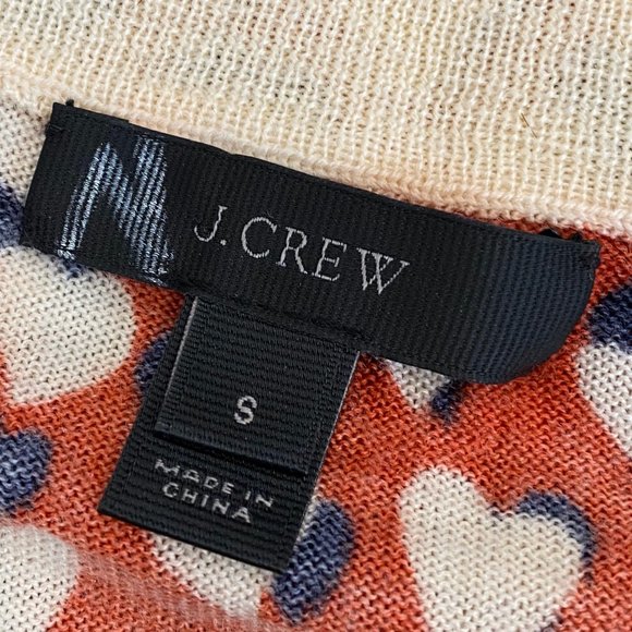 J. Crew Printed Hearts Merino Wool Tippi Sweater - Picture 5 of 6